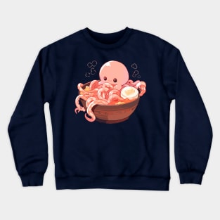 Cute Octopus in Ramen Bowl Crewneck Sweatshirt